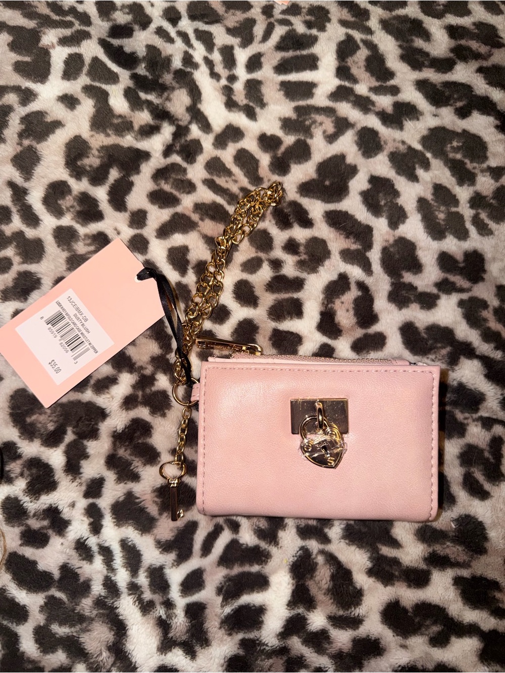 Juicy Couture Blush Pink Card Wallet with Gold Heart Charm